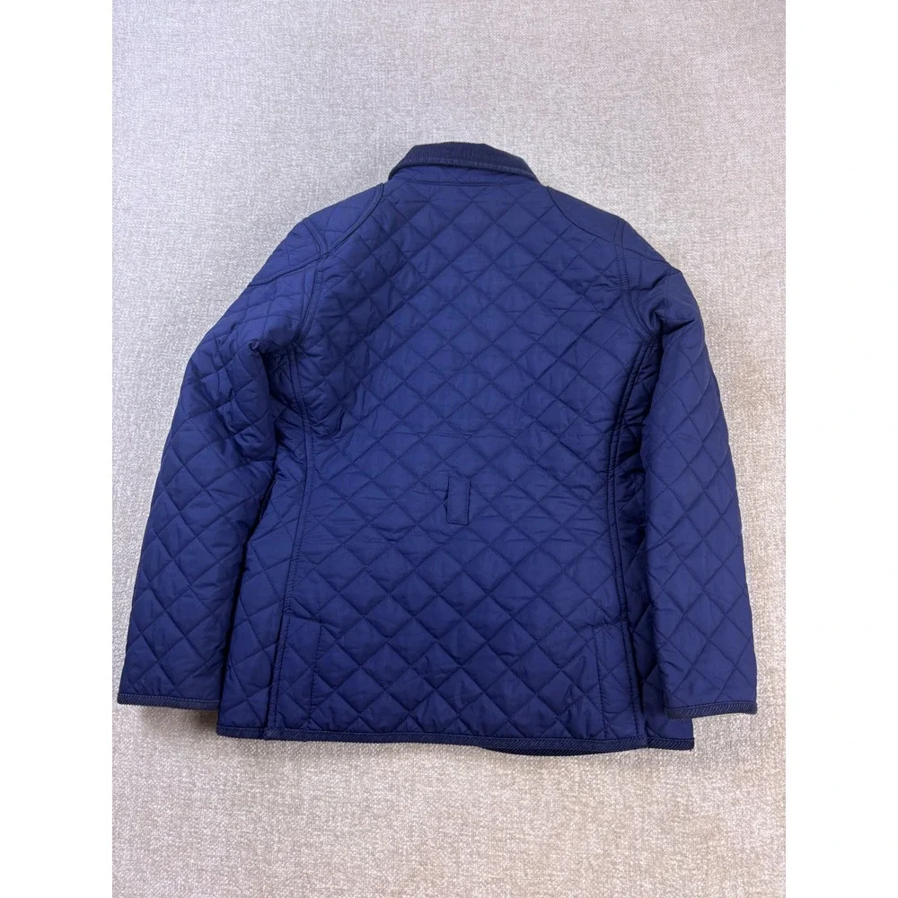 Ralph Lauren Kids Navy Blue Quilted Barn Jacket Corduroy Collar Large 12/14